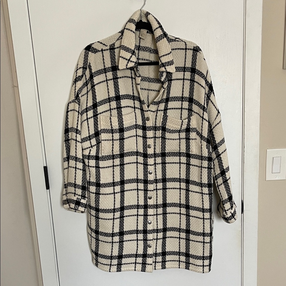 H&M long plaid jacket